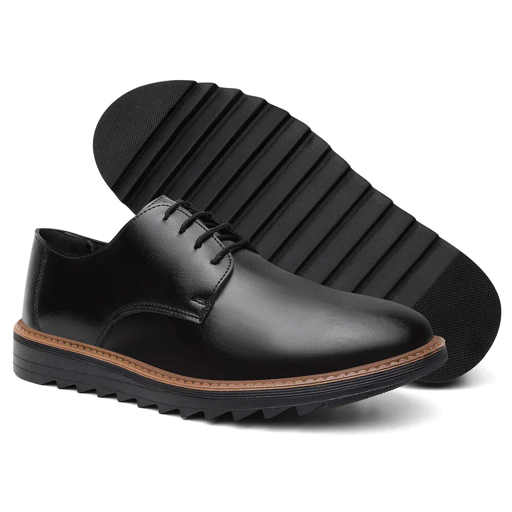 Chaussure Habillée Homme Derby Noir à Semelle Épaisse – Style Sport-Chic
